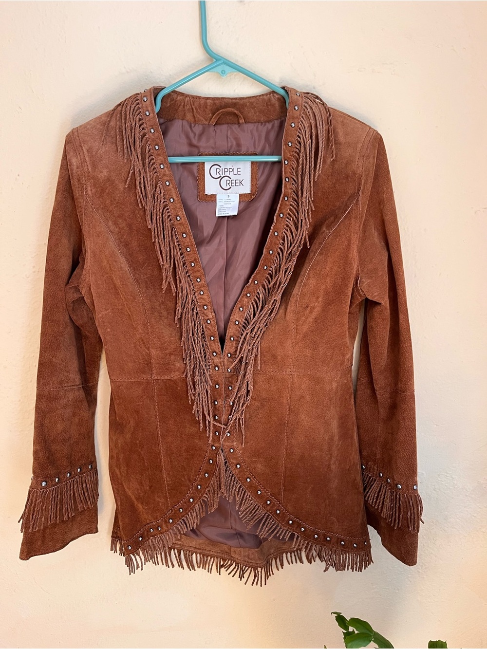 Cripple Creek Western Studded Fringe Brown Suede Jacket Size Small